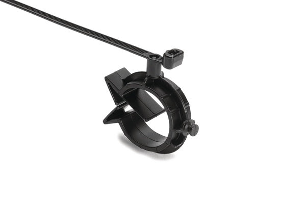 HellermannTyton 156-01342 | 1-Piece Cable Ties with Pipe Clip, 19-24.5mm, PA66HIRHS, Black, 500/pkg
