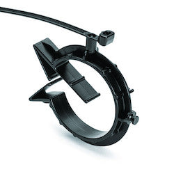 HellermannTyton 156-01348 | 1-Piece Cable Ties with Pipe Clip, 39-45mm, PA66HIRHS, Black, 250/pkg