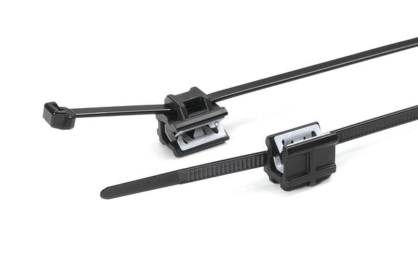HellermannTyton 156-01546 | Outside Serrated Cable Tie/Edge Clip, 5.7"L, 0.5-2.5 mm Panel, 30lb, PA66HS/PA66HIRHS, BK, 500/pkg