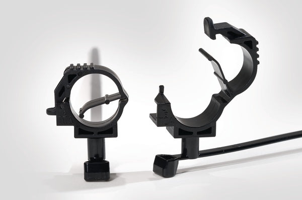 HellermannTyton 156-01690 | LOC Locking Clamp, 15-19 mm, with T50SMVC Swivel Tie, PA66HIRHSUV, Black, 1000/ctn