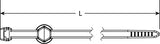 HellermannTyton 156-01796 | Blind Hole Mount Outside Serrated Tie 1/4" Thread/Non-Thread Hole, 8", 50lb, PA66HS, Black, 500/bag