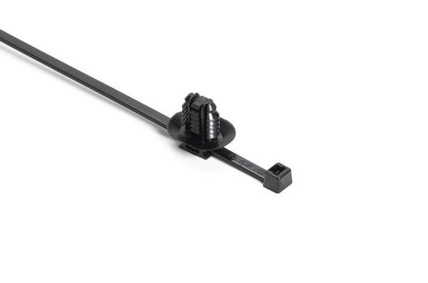 HellermannTyton 156-02265 | 2-Piece Cable Tie/Fir Tree Mount, Unassembled Set, 50mm Max Bundle, PA66HIRHSUV, Black, 3000/ctn