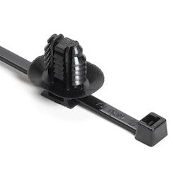 HellermannTyton 156-02266 | 2-Piece Cable Tie/Fir Tree Mount, Unassembled Set, 110mm Max Bundle, PA66HIRHSUV, Black, 3000/ctn