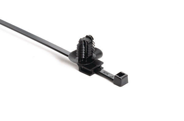 HellermannTyton 156-02273 | 2-Piece Cable Tie/Oval Fir Tree Mount, 5mm Offset, 4x Oval Hole FT, PA66HIRHSUV, Black, 3000/ctn
