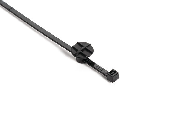 HellermannTyton 156-02513 | Cable Tie with Button Mount, 0.35" Hole Dia, 0.12" Max Panel, 0.07" Max Tie Width, PA66HIRHSUV, Blk, 1000/pkg