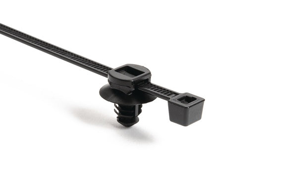 HellermannTyton 156-02517 | 2-Piece Cable Tie/Fir Tree Mount, 8.0"L, .024"-.138" Panel Thickness", PA66HIRHSUV, Black, 5,000/ctn