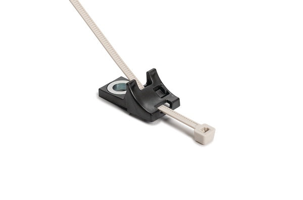 HellermannTyton 156-02694 | Bolt Down Mount, Mounting Hole Dia. 8.0mm, PPS/PAEK, Silver/Beige, 2000/ctn