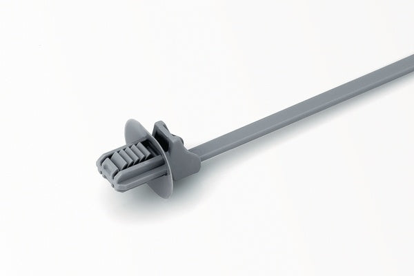 HellermannTyton 157-00069 | 1-Piece Cable Tie/Fir Tree Mount with Disc, 6.5"L, 6.2 - 12.2 mm, PA46, Grey, 1000/bag