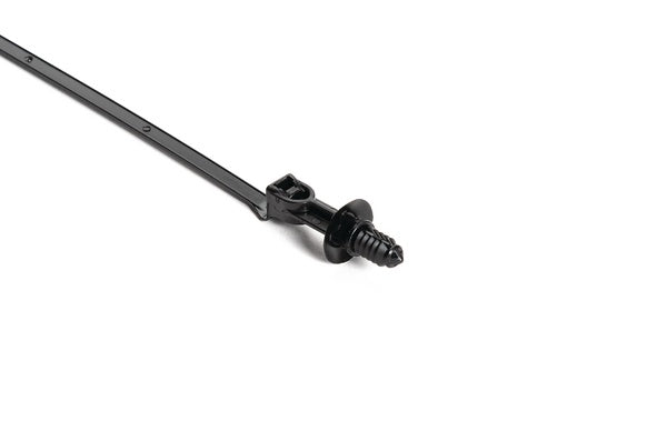 HellermannTyton 157-00199 | 1-Piece Cable Tie/Fir Tree Mount, 12.5mm Offset, 0.26" Hole, 50lb, PA66HIRHS, Black, 1000/pkg