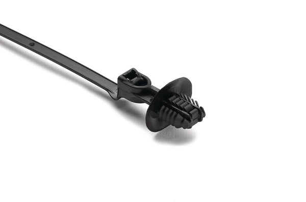 HellermannTyton 157-00218 | 1-Piece Cable Tie/Fir Tree Mount with Disc, 9.1"L, 6.2 - 13.0 mm, PA66HIRHS, Black, 1000/pkg