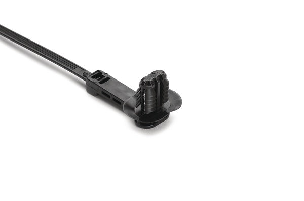HellermannTyton 157-00222 | 1-Piece Cable Tie/Fir Tree Mount with Disc, 9"L, 6.2 - 13.0 mm, PA66HIRHS, Black, 500/bag