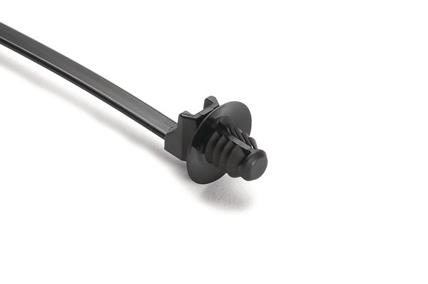 HellermannTyton 157-00241 | 1-Piece Cable Tie/Fir Tree Mount with Disc, 6.3"L, 6.1 - 6.9 mm Mnt Hole, PA66HIRHS, Black, 5000/pkg