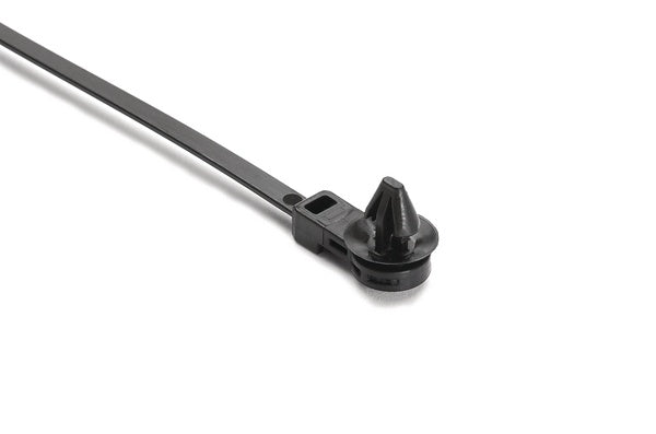 HellermannTyton 157-00246 | 1-Piece Cable Tie/Fir Tree Mount, 12.5mm Offset, 8.5"L, PA66HIRHS, Black, 500/bag