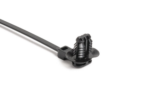 HellermannTyton 157-00249 | 1-Piece Cable Tie/Fir Tree Mount with Disc, 8.5"L, 6.2 - 13.0 mm, PA66HIRHS, Black, 1000/pkg