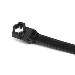 HellermannTyton 157-00285 | Wide Strap Cable Tie with 10mm Stud Mount, 12.7" Long, .5" Wide, PA66HIRHSUV, Black, 300/Bag