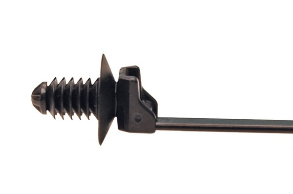 HellermannTyton 157-00302 | 1-Piece Cable Tie/Fir Tree Mount with Disc, 6.5"L, 6.3-7.0 mm Mounting Hole, PA66HIRHSUV, Black, 4000/pkg