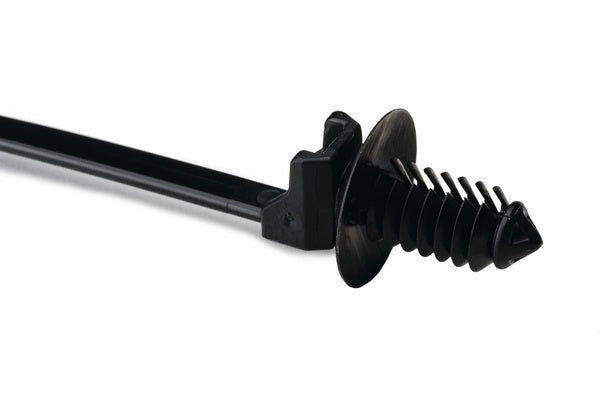 HellermannTyton 157-00306 | 1-Piece Cable Tie/Fir Tree Mount with Disc, 8.6"L, 0.24" - 0.27" Mounting Hole, PA66HIRHS, Black, 500/pkg