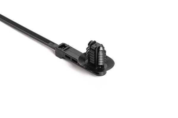 HellermannTyton 157-00323 | 1-Piece Cable Tie/Fir Tree Mount with Disc, 9"L, 6.2 - 13.0 mm, PA66HIRHS, Black, 500/ctn