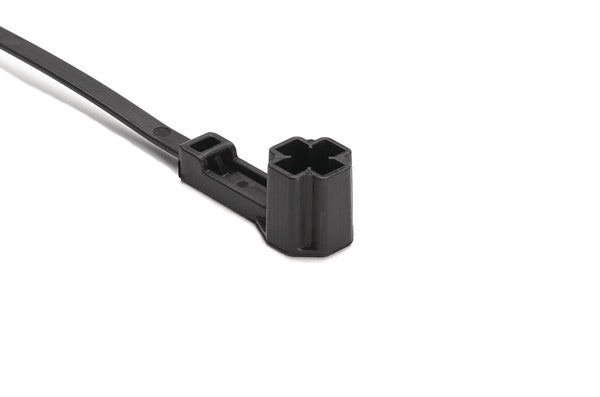 HellermannTyton 157-00325 | Offset M5/M6 Stud Mount Tie, 7.5" Tie, 50lb Tensile Strength, PA66HIRHS, BK, 2000/pkg