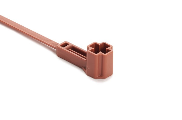 HellermannTyton 157-00326 | Offset M5/M6 Stud Mount Tie, 7.5" Tie, 50lb Tensile Strength, PA46, Brown, 2000/pkg