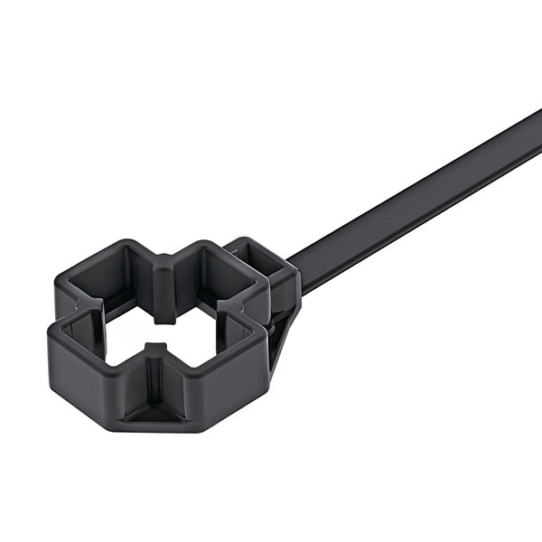 HellermannTyton 157-00344 | Low-Profile M12 Stud Mount Tie, 7.5" Tie, 80lb Tensile Strength, PA66HIRHS, Black, 3000/pkg