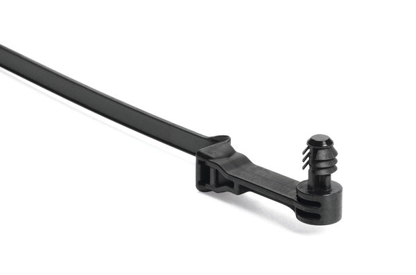 HellermannTyton 157-00348 | 1-Piece Cable Tie/Fir Tree Mount, 25mm Offset, 9.4"L, PA12, Black, 500/bag