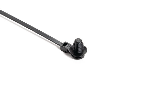 HellermannTyton 157-00350 | 1-Piece Cable Tie/Offset Fir Tree with Disc, B Series, 12.5mm Offset, 50mm Max Bundle, PA66HIRHSUV, Black, 3000/ctn