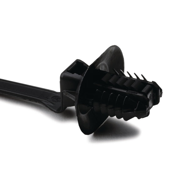 HellermannTyton 157-00371 | 1-Piece Cable Tie/Fir Tree Mount with Disc, 6.62"L, 6.2 - 13.0 mm, PA66HIRHS, Black, 500/bag