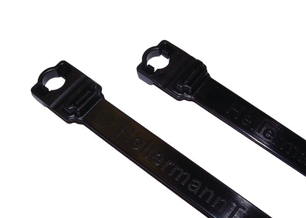 HellermannTyton 157-00405 | Wide Strap Cable Tie with .38" Stud Mount, 15.7" Long, .5" Wide, PA66HIRHSUV, Black, 300/Bag