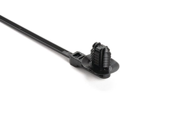 HellermannTyton 157-00437 | 1-Piece Cable Tie/Oval Fir Tree with Disc, A Series, 15mm Offset, 50mm Max Bundle, PA66HIRHSUV, Black, 3000/ctn