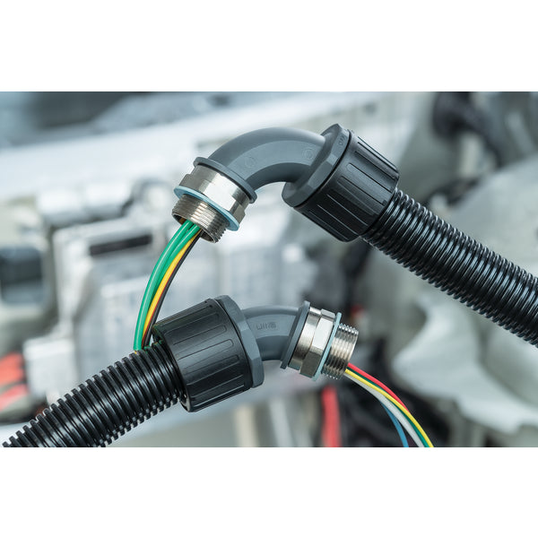 HellermannTyton 166-90175 | Helaguard Non-Metallic Ip66 Fitting, T-Connector, 0.75" Dia, Pa66, Black, 3/Pkg