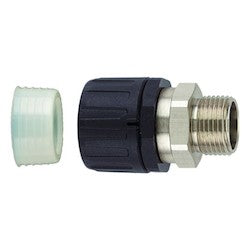 HellermannTyton 166-90031 | HelaGuard Non-Metallic IP68 Fitting, Straight Brass Swivel, Ext. Metric Thread, 1.00" (32mm) Dia, NPB/PA66, Black, 10/pkg
