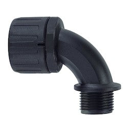 HellermannTyton 166-90100 | Helaguard Non-Metallic Ip66 Fitting, 90-Elbow, Npt Thread, 1.00" Dia, Pa66, Black, 10/Pkg