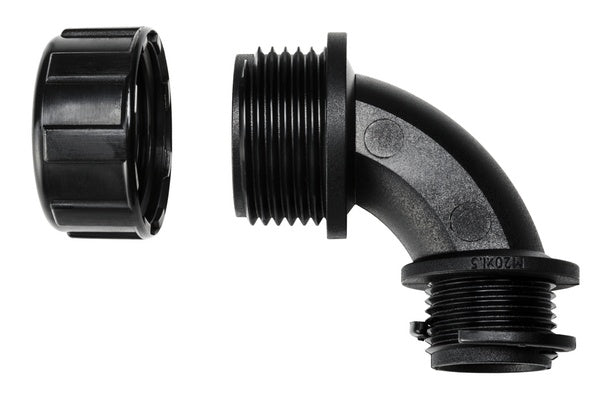HellermannTyton 166-90129 | Helaguard Non-Metallic Ip65 Fitting, 90-Elbow, Npt Thread, 0.50" Dia, Pa66, Black, 10/Pkg