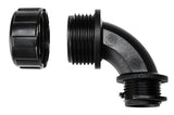 HellermannTyton 166-90132 | Helaguard Non-Metallic Ip65 Fitting, 90-Elbow, Npt Thread, 1.25" Dia, Pa66, Black, 2/Pkg