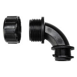 HellermannTyton 166-90774 | HelaGuard Non-Metallic IP66 Fitting, 45-Elbow, 1.5" NPT Thread, 1.25" Dia., PA66, Black, 2/pkg