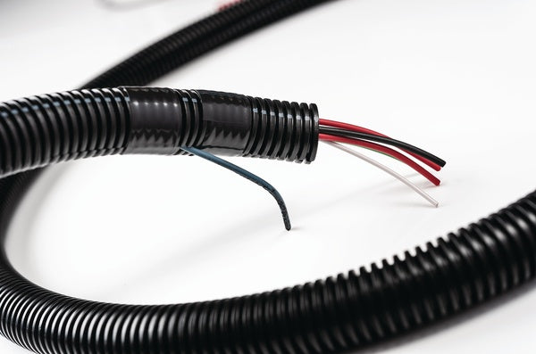 HellermannTyton 169-60020 | Convoluted Tubing, Slit, .75" Dia, PA6, Black with Gray Stripe, 100 ft/pkg