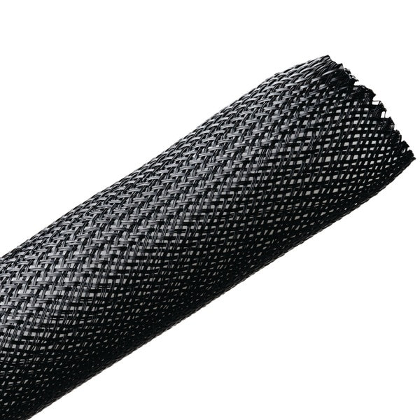 HellermannTyton 170-03015 | Braided Sleeving, Expandable, Fray Resistant, 1.25" Dia, Pet, Black, 50 Ft/Reel