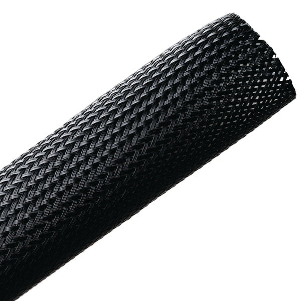 HellermannTyton 170-03016 | Braided Sleeving, Expandable, Fray Resistant, 1.5" Dia, Pet, Black, 50 Ft/Reel