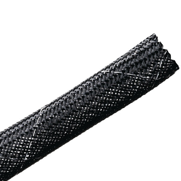 HellermannTyton 170-03017 | Braided Sleeving, Expandable, Fray Resistant, Flame Retardant, 0.5" Dia, Pet, Black, 100 Ft/Reel