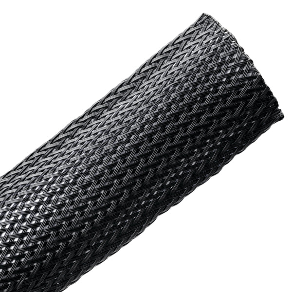 HellermannTyton 170-03030 | Braided Sleeving, Expandable, 1.25" Dia, PA66 Monofilament, Black, 50 ft/reel