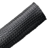 HellermannTyton 170-03030 | Braided Sleeving, Expandable, 1.25" Dia, PA66 Monofilament, Black, 50 ft/reel