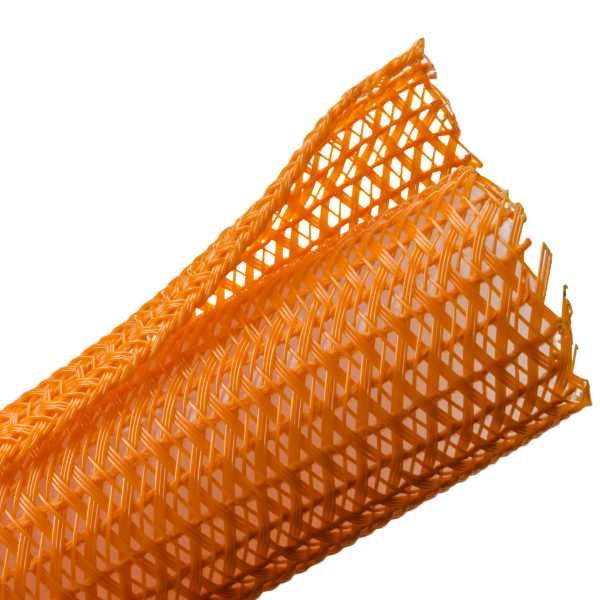 HellermannTyton 170-03087 | Braided Sleeving, Split Wrap, 1.5" Dia., PET, Orange, 75 ft Bulk Reel