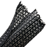 HellermannTyton 170-03129 | Braided Sleeving, Split Wrap, 1.25" Dia, Pet, Black, 75 Ft/Bulk Reel