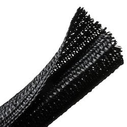 HellermannTyton 170-03143 | Braided Sleeving, Split Wrap, Flame Retardant, 0.75" Dia., PET, Black, 100 ft/Bulk Reel