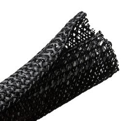 HellermannTyton 170-03144 | Braided Sleeving, Split Wrap, Flame Retardant, 1" Dia., PET, Black, 100 ft/Bulk Reel