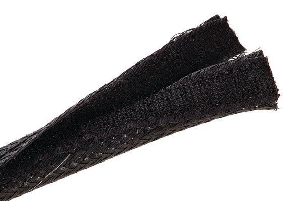 HellermannTyton 170-03152 | Braided Sleeving, Hook & Loop, 2.5" Dia, Pet, Black, 100 Ft/Bulk Reel