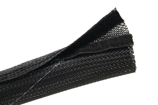 HellermannTyton 170-03153 | Braided Sleeving, Hook & Loop, Flame Retardant, 0.5" Dia, Pet, Black, 100 Ft/Bulk Reel