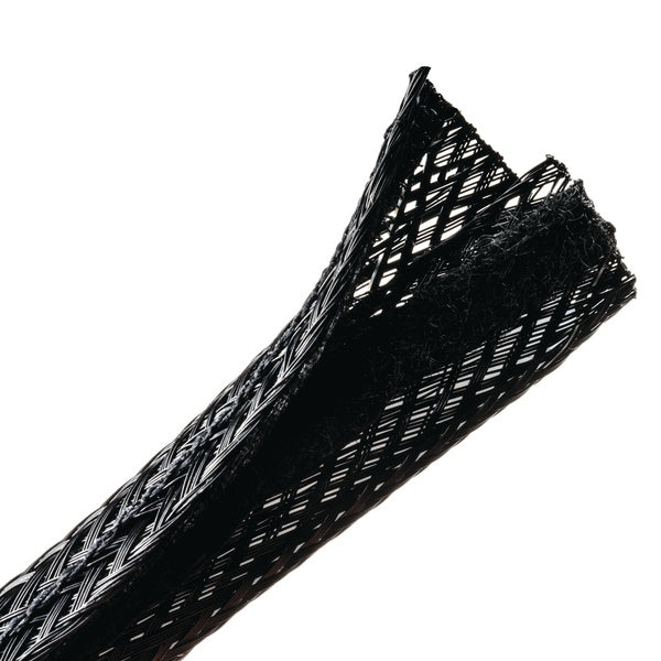 HellermannTyton 170-03154 | Braided Sleeving, Hook & Loop, Flame Retardant, 0.75" Dia, Pet, Black, 100 Ft/Bulk Reel