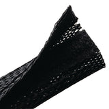 HellermannTyton 170-03155 | Braided Sleeving, Hook & Loop, Flame Retardant, 1.25" Dia, Pet, Black, 100 Ft/Bulk Reel